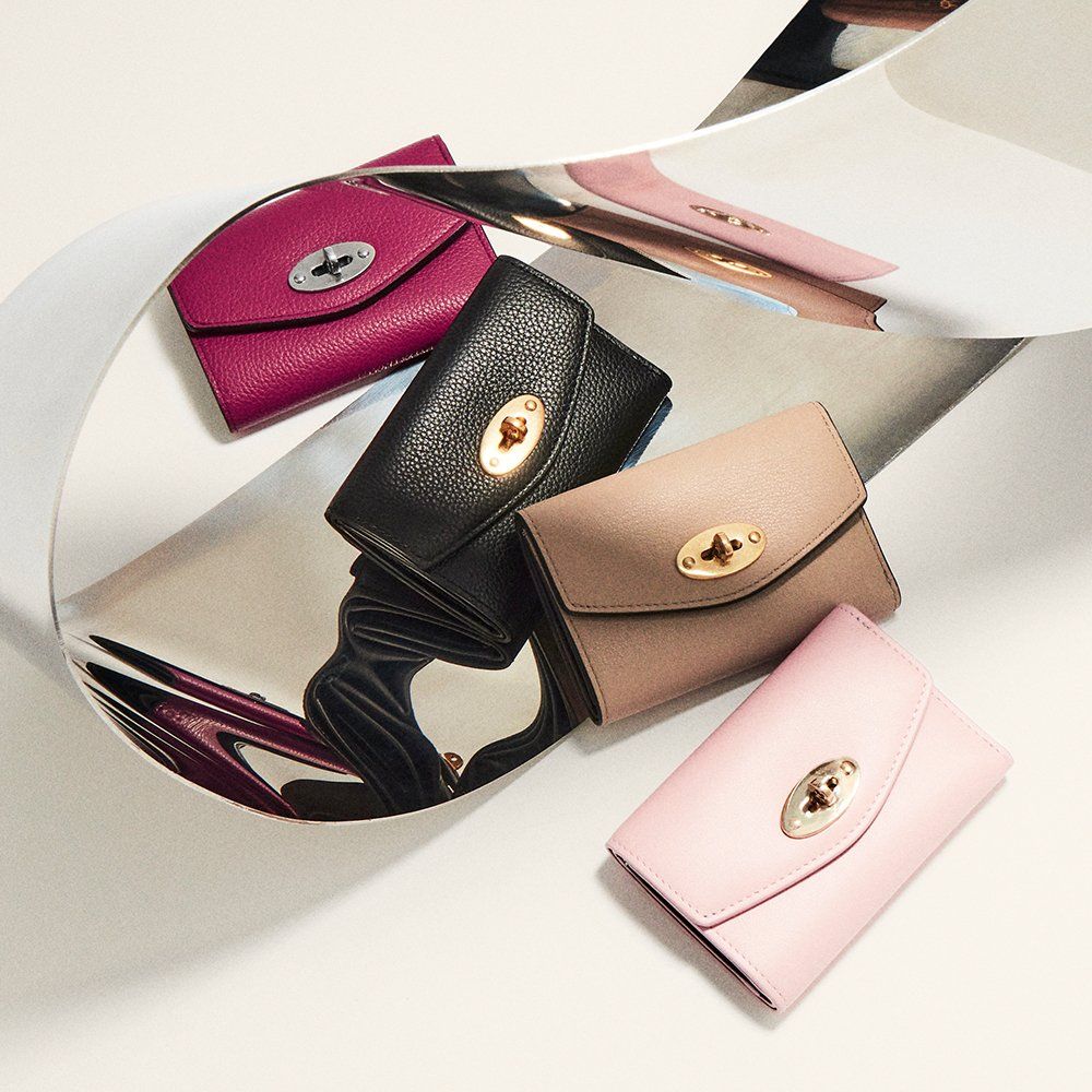 Mulberry Darley wallets in Wild Berry, Black, Maple and Powder Rose